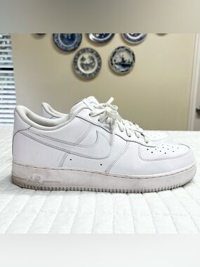 Nike Air Force 1 White Low-Top Leather Sneakers Mens Size 14